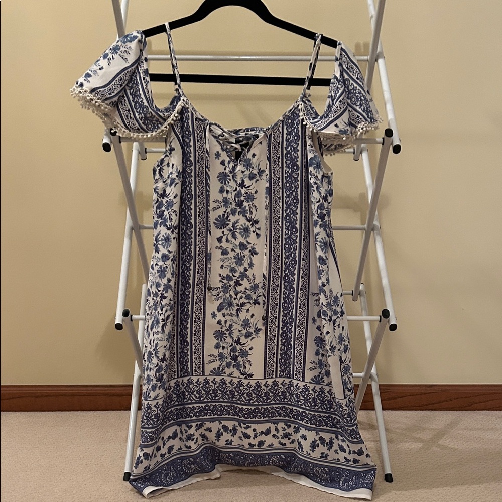 Floral Blue and White Dress